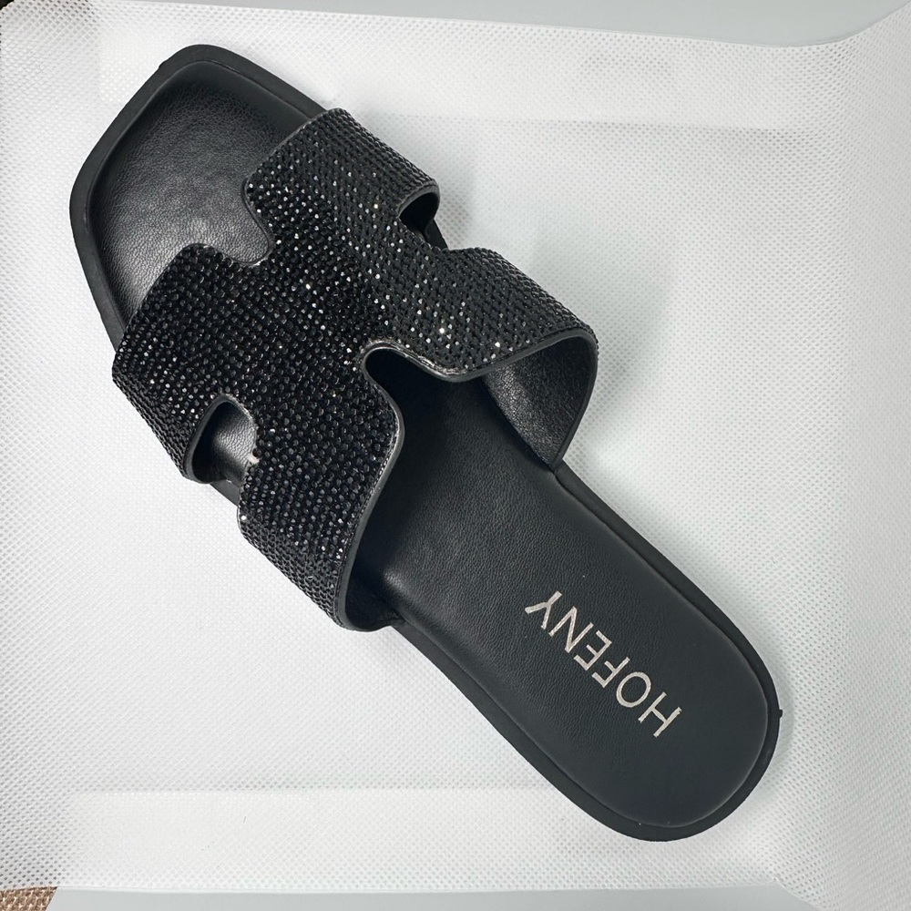 Stylish Black Rhinestone Sandals - Picture 2 of 3